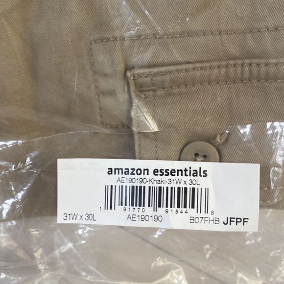 Amazon Essentials Men's Straight-Fit Stretch Cargo Pant 31WX30L NWT in pkg khaki - Picture 4 of 5